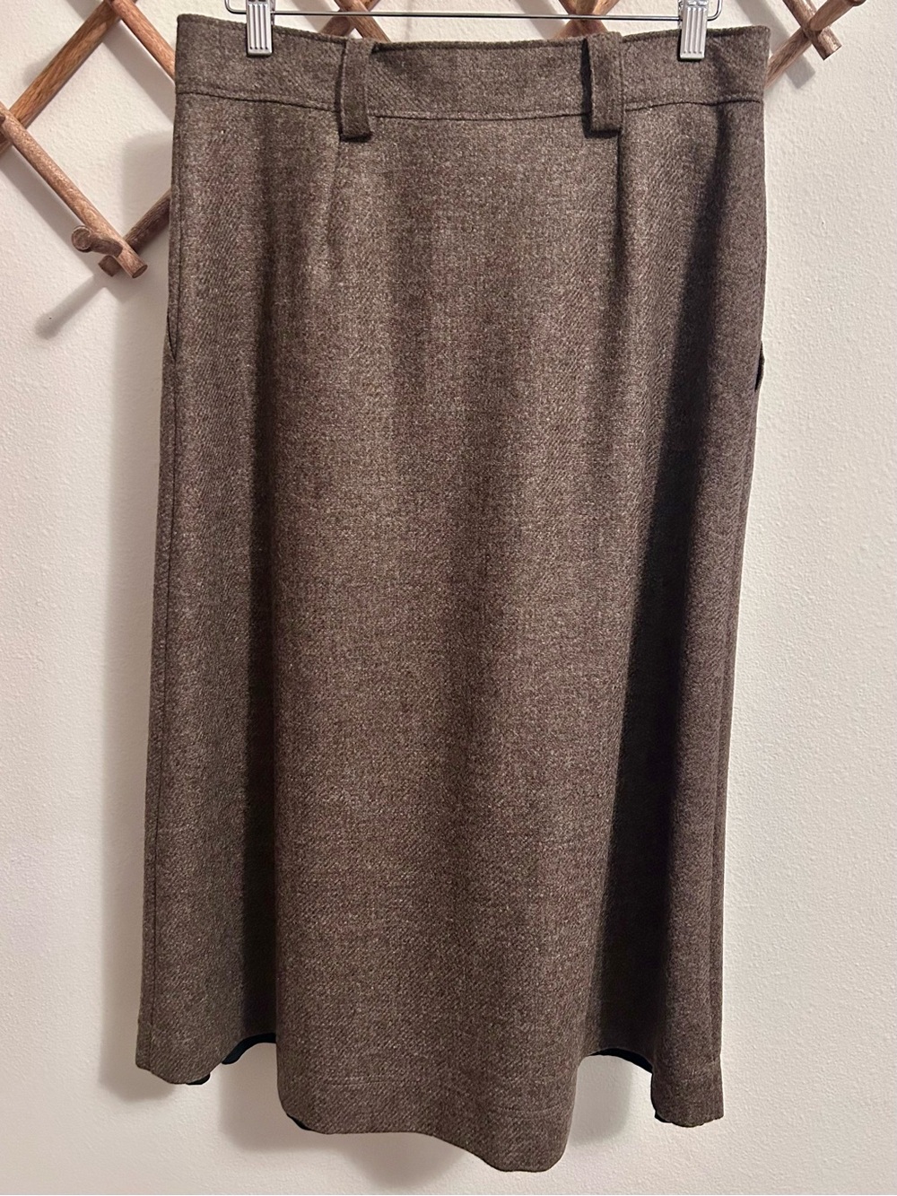 NWT Sézane Clarine Skirt in Taupe Wool size 10 42 midi preppy tweed discontinued - Picture 6 of 11